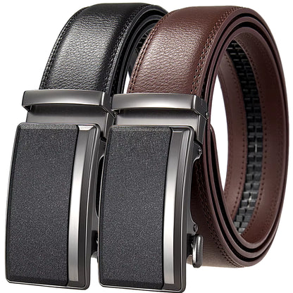 Men'S Leather Belts Fashion Automatic Buckle Cowskin Male Belt Luxury Designer Black Brown 3.5Cm plus Size 130 140 150 160 170Cm