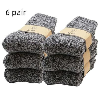 Winter Men'S Merino Wool Socks Super Thick Warm High Quality Harajuku Retro Snow Casual Antifreeze Cashmere Socks Men 3 Pair