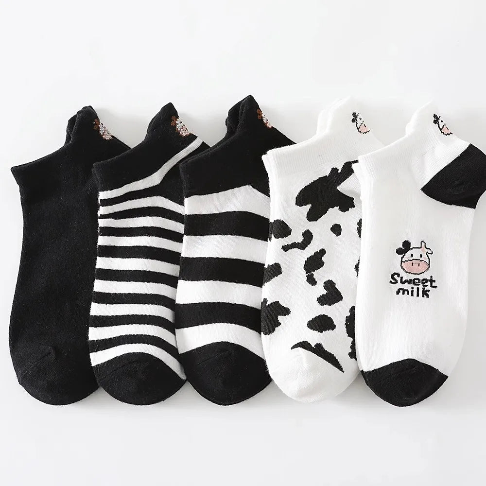5 Pairs Teddy Bear Ankle Socks, Comfy Cute Crew Short Socks, Women'S Stocking & Hosiery