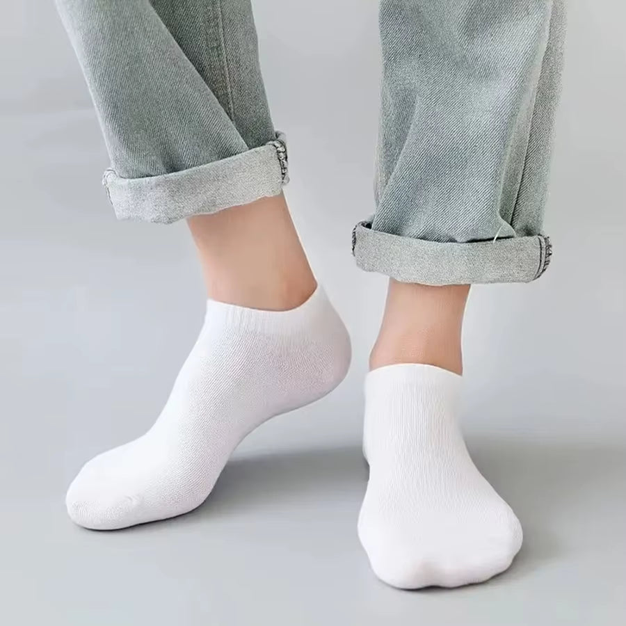 10/12/20/40 Pairs Men Boat Socks Business Sport Sweat Absorption Mature Summer Autumn Solid Color Soft Non Pilling Ankle Socks