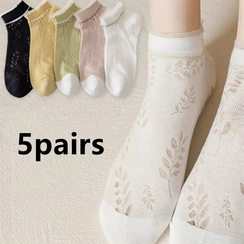 5 Pairs Teddy Bear Ankle Socks, Comfy Cute Crew Short Socks, Women'S Stocking & Hosiery