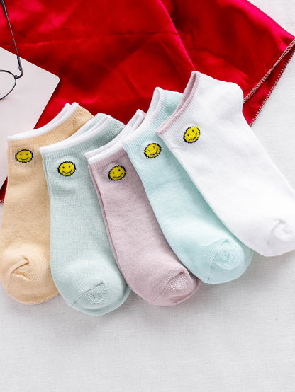 5 Pairs Teddy Bear Ankle Socks, Comfy Cute Crew Short Socks, Women'S Stocking & Hosiery