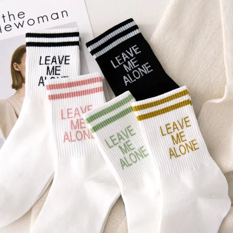 5 Pairs Cute Expression Print Socks, Comfy & Funny All-Match Mid Tube Socks, Women'S Stockings & Hosiery