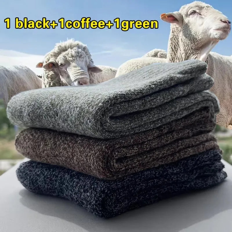 3/5 Pairs of Thick Woolen Socks for Men, Autumn and Winter Stockings, Towels to Keep Winter Warm, Crew Socks, Christmas Gift