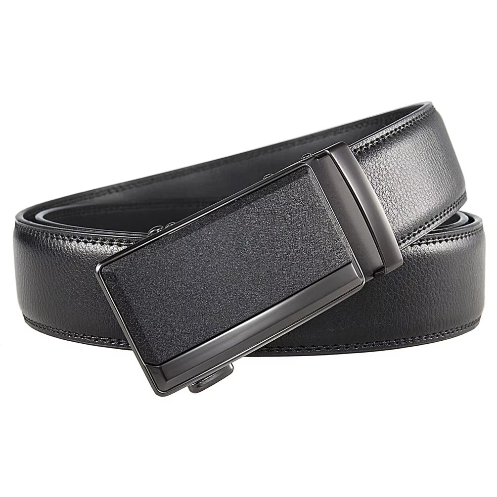 Men'S Leather Belts Fashion Automatic Buckle Cowskin Male Belt Luxury Designer Black Brown 3.5Cm plus Size 130 140 150 160 170Cm