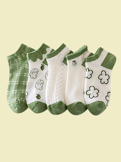 5 Pairs Cute Expression Print Socks, Comfy & Funny All-Match Mid Tube Socks, Women'S Stockings & Hosiery