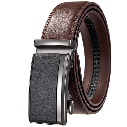 Men'S Leather Belts Fashion Automatic Buckle Cowskin Male Belt Luxury Designer Black Brown 3.5Cm plus Size 130 140 150 160 170Cm