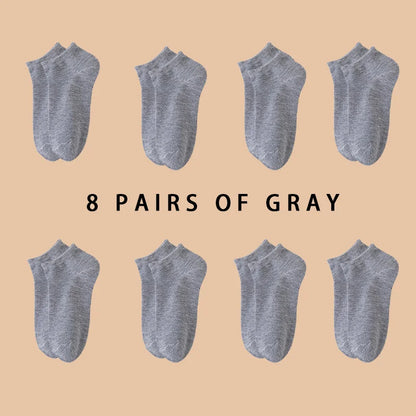 8 Pairs Women/Men Boat Socks Invisible Low Cut Silicone Non-Slip Summer No-Show Ankle Socks Solid Color Casual Breathable