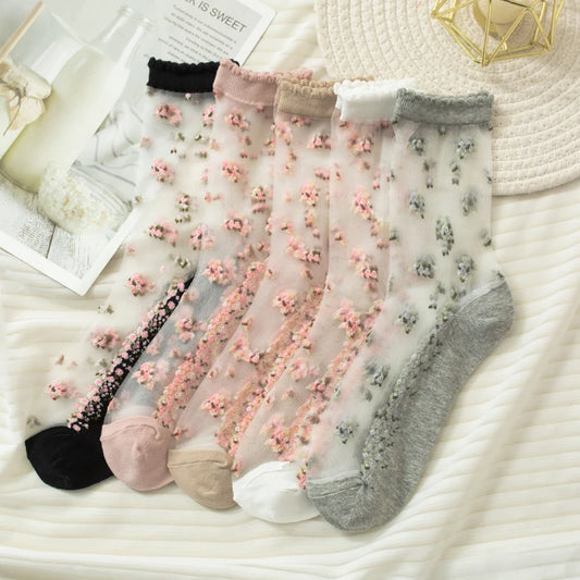 5 Pairs Cute Expression Print Socks, Comfy & Funny All-Match Mid Tube Socks, Women'S Stockings & Hosiery