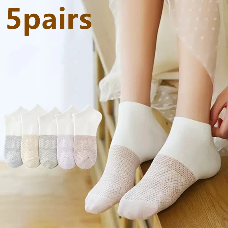 5 Pairs Teddy Bear Ankle Socks, Comfy Cute Crew Short Socks, Women'S Stocking & Hosiery