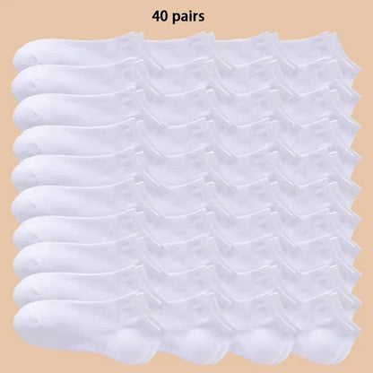 10/12/20/40 Pairs Men Boat Socks Business Sport Sweat Absorption Mature Summer Autumn Solid Color Soft Non Pilling Ankle Socks