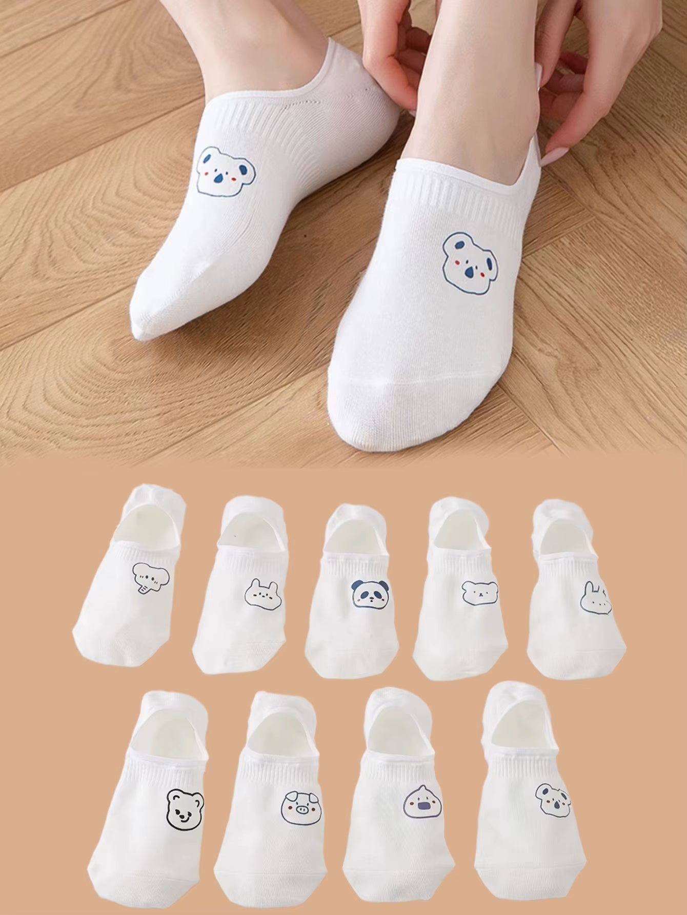 5 Pairs Cute Expression Print Socks, Comfy & Funny All-Match Mid Tube Socks, Women'S Stockings & Hosiery