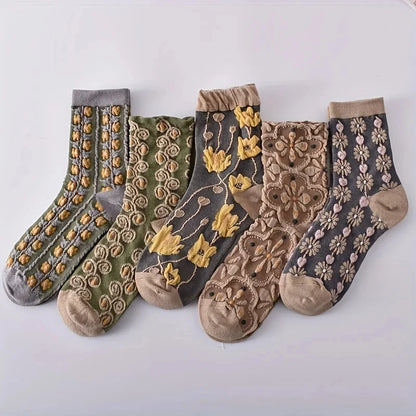 5 Pairs Teddy Bear Ankle Socks, Comfy Cute Crew Short Socks, Women'S Stocking & Hosiery