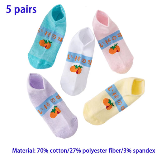 10/5 Pairs of Colored Cotton WOMEN'S Short Socks, Ankle Breathable Mesh Sports Socks, Summer Casual Solid Color Boat Socks