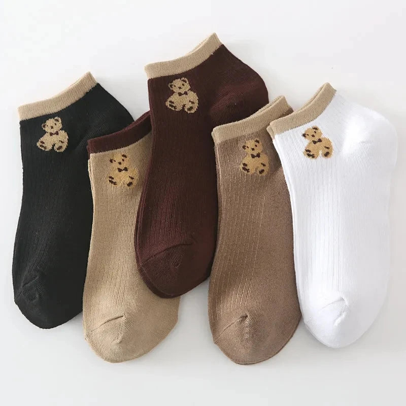 5 Pairs Cute Expression Print Socks, Comfy & Funny All-Match Mid Tube Socks, Women'S Stockings & Hosiery