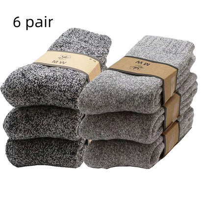 Winter Men'S Merino Wool Socks Super Thick Warm High Quality Harajuku Retro Snow Casual Antifreeze Cashmere Socks Men 3 Pair