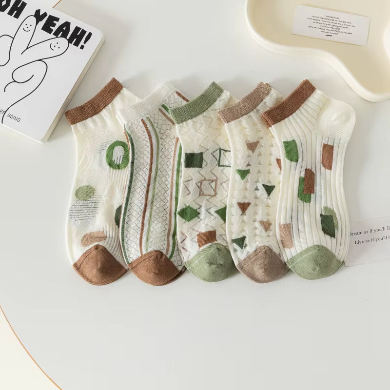 5 Pairs Teddy Bear Ankle Socks, Comfy Cute Crew Short Socks, Women'S Stocking & Hosiery