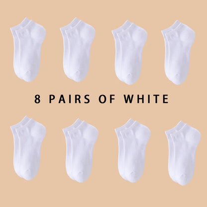 8 Pairs Women/Men Boat Socks Invisible Low Cut Silicone Non-Slip Summer No-Show Ankle Socks Solid Color Casual Breathable