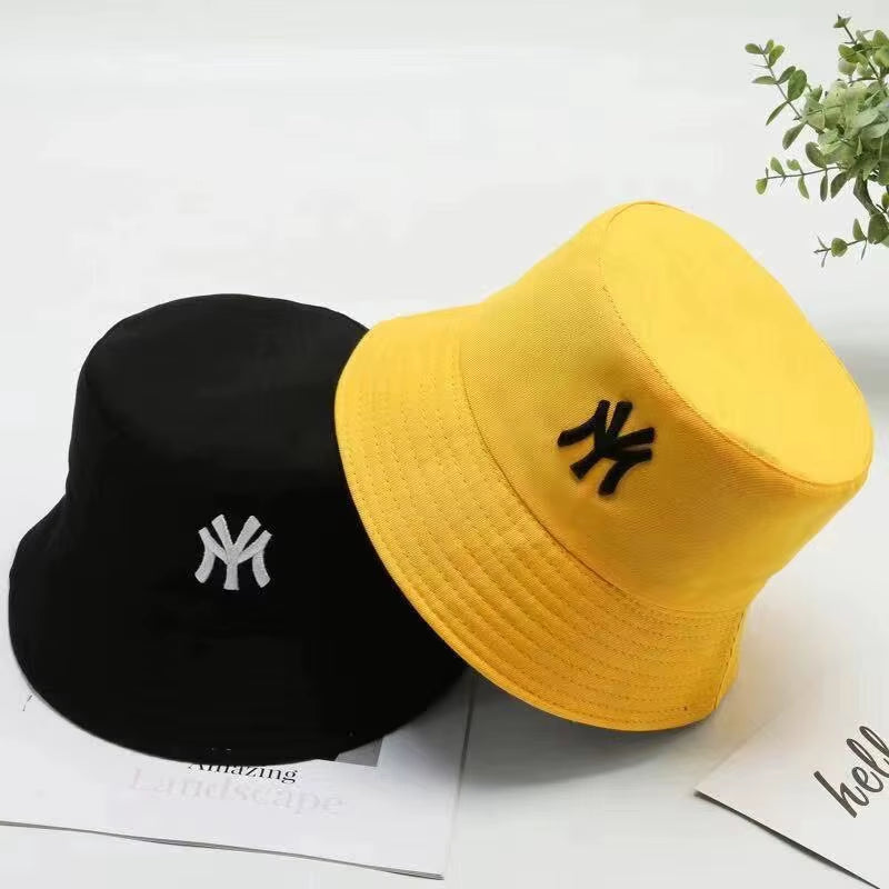 Unisex Letter Embroidery Personality Two-Sided Bucket Hats Fishermen Caps Outdoor Casual Cap Sunscreen Hat